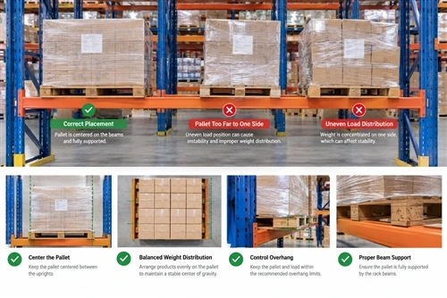 Dosbarthiad Llwyth Rack Pallet: Sut i Gosod Pallets yn Gywir ar Raciau Warws